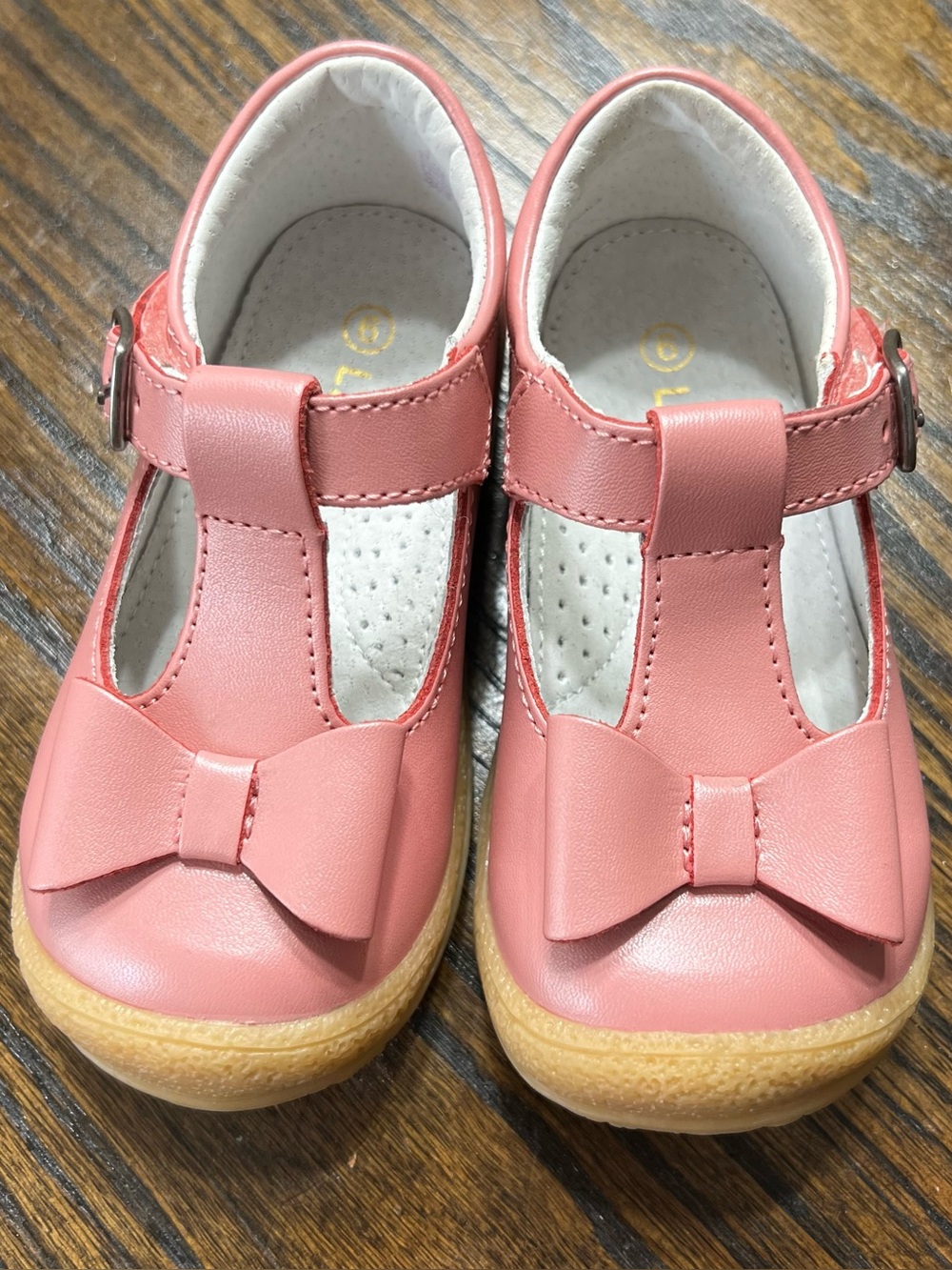 L’Amour pink shimmer bow shoes